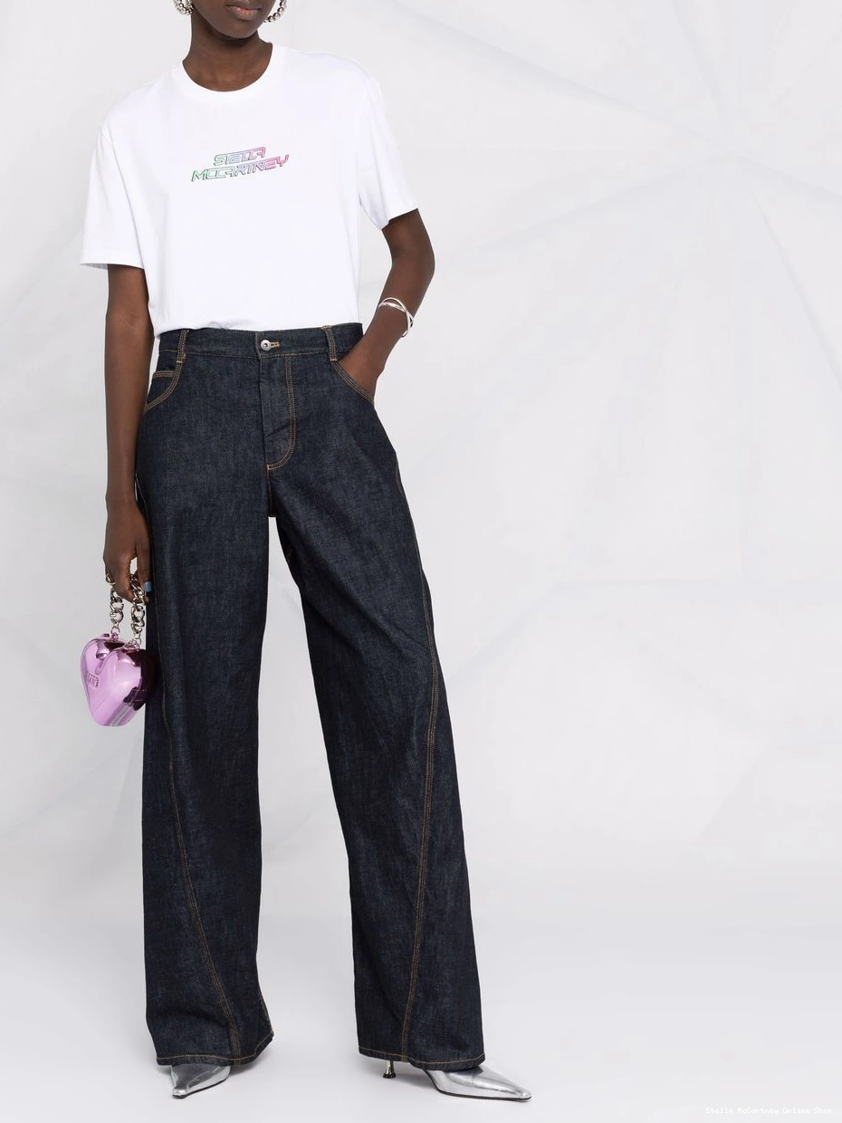 Affordable McCartney Women Stella raised-logo T-shirt cotton 0823